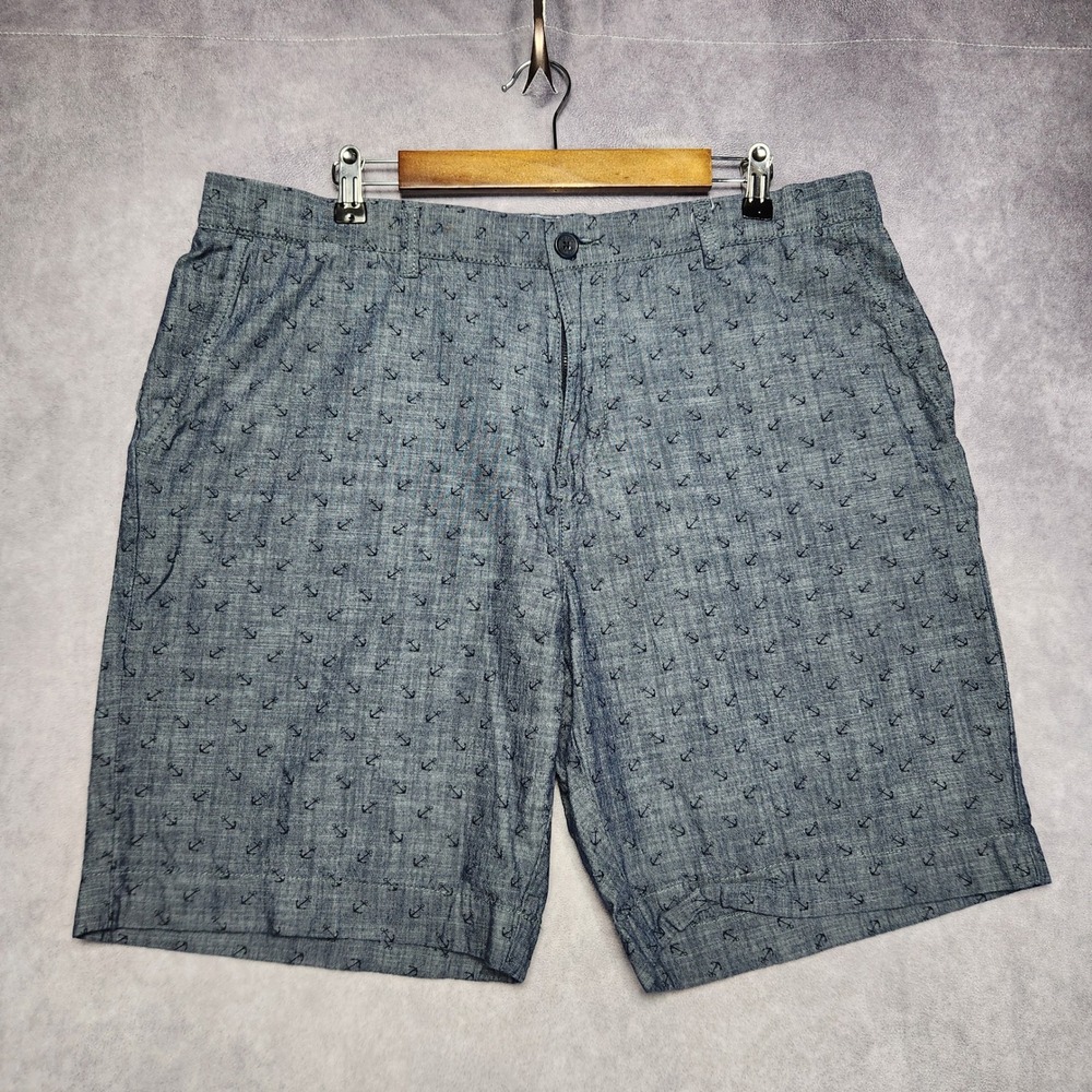 Tommy Hilfiger Mens Blue Anchor Print Chino Shorts Size 38 Nautical Cotton